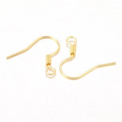 Golden Iron Earring Hooks, with Horizontal Loop, Cadmium Free & Lead Free, Golden, 17x17.5mm, Hole: 2mm
