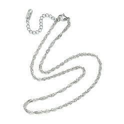 Color de Acero Inoxidable 304 collar de cadena de Singapur de acero inoxidable para hombres y mujeres, color acero inoxidable, 15.94 pulgada (40.5 cm)