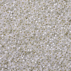 (RR1901) Полу-матовый Хрустальный с Серебряной Подкладкой Миюки круглые бусины рокайль, японский бисер, 11/0, (rr 1901) полуобмерзший серебристый кристалл, 2x1.3 мм, отверстия : 0.8 mm, около 50000 шт / фунт