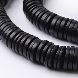 Black Dyed Natural Coconut Flat Round Bead Strands, Black, 20x3~5mm, Hole: 3mm, about 106~114pcs/strand, 16.5 inch