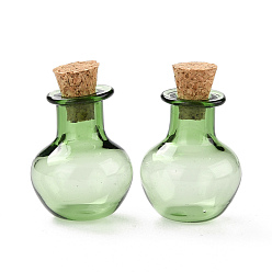 Dark Sea Green Round Glass Cork Bottles Ornament, Glass Empty Wishing Bottles, DIY Vials for Pendant Decorations, Medium Sea Green, 1.8x2.1cm