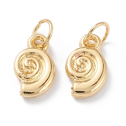 Real 18K Gold Plated Alloy Charms, Long-Lasting Plated, with Jump Rings, Snail Shell, Real 18K Gold Plated, 12x7x2mm, Jump Ring: 5x1mm, Inner Diameter: 3mm 