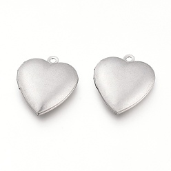 Stainless Steel Color 304 Stainless Steel Blank Stamping Tag Locket Pendants, Photo Frame Charms for Necklaces, Heart, Stainless Steel Color, Tray: 13.5x13.5mm, 22.5x19.5x5.5mm, Hole: 1.5mm