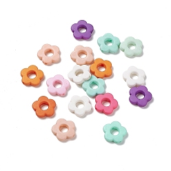 Mixed Color Opaque Acrylic Bead Frames, Flower, Mixed Color, 14x14.5x3.5mm, Hole: 1.5mm, 1240pcs/500g