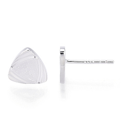 Silver 925 Sterling Silver Stud Earrings, Triangle, Nickel Free, with S925 Stamp, Silver, 8.5x9mm, Pin: 0.9mm