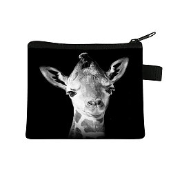 Giraffe Realistic Animal Pattern Polyester Clutch Bags, Change Purse with Zipper, for Women, Rectangle, Giraffe, 13.5x11cm