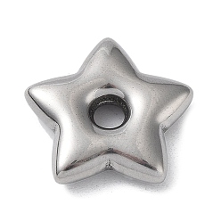 Color de Acero Inoxidable 304 de acero inoxidable perlas espaciadoras, estrella, color acero inoxidable, 18.5x19.5x4.5 mm, agujero: 3.5 mm