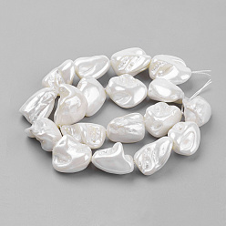 WhiteSmoke Shell Pearl Beads Strands, Nuggets, WhiteSmoke, 9~28x8~27x7~20mm, Hole: 1mm, about 17~23pcs/strand, 15.7 inch(39.8cm)