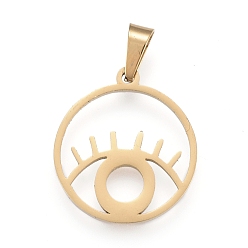 Golden 304 Stainless Steel Pendants, Laser Cut, Ring with Eye, Golden, 19x17x1.2mm, Hole: 3x5mm