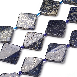 Lapis Lazuli Natural Lapis Lazuli Beads Strands, Rhombus, 40x40x7~7.5mm, Hole: 2mm, about 9pcs/strand, 15.75 inch(40cm)