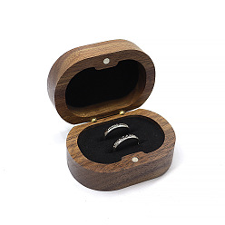 Noir Boîtes de rangement ovales en bois pour alliances avec intérieur en velours, coffret cadeau en bois pour bague de couple avec fermoirs magnétiques, noir, 7x5x3.4 cm