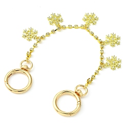 Snowflake Purse Chain Strap, Brass Rhinestone Cup Chain with Alloy Spring Gate Rings, Snowflake, 25x0.35~2.4cm