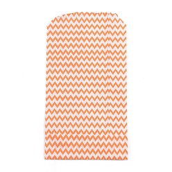 Rouge Orange Sacs en papier kraft blanc, pas de poignées, sacs de rangement, motif de vague, sac de cadeau d'anniversaire de fête de mariage, rouge-orange, 15x8.3x0.02 cm