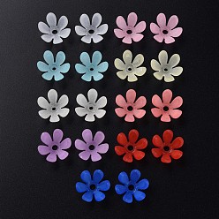 Mixed Color Transparent Acrylic Beads, Frosted, Flower, Mixed Color, 19x17x10mm, Hole: 3mm, about 764pcs/500g
