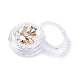 Vara de Oro Kits de accesorios de decoración de uñas, incluyendo cabujones de diamantes de imitación de vidrio, fornituras de hierro, cabujones acrílicos, vara de oro, 2~14.5x2~12x3.5~5 mm, cuadro: 44x16 mm