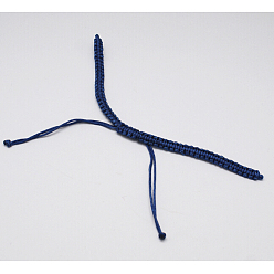 Prussian Blue Braided Nylon Cord for DIY Bracelet Making, Prussian Blue, 145~155x5x2mm, Hole: 2~4mm
