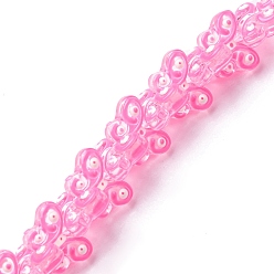 Rosa Caliente Hilos de abalorios de murano hechos a mano, con esmalte, mariposa, color de rosa caliente, 10x14x6 mm, agujero: 1.2 mm, sobre 30 unidades / cadena, 9.06'' (23 cm)