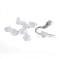 Clear Plastic Ear Nuts, Earring Backs, Clear, 6x5x4mm, Hole: 0.5mm, about 9000pcs/bag