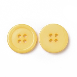 Amarillo Botones de resina, teñido, plano y redondo, amarillo, 20x3 mm, agujero: 2 mm, 195 unidades / bolsa