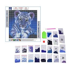 Tiger DIY 5D Animals Tiger Pattern Canvas Diamond Painting Kits, with Resin Rhinestones, Sticky Pen, Tray Plate, Glue Clay, for Home Wall Decor Full Drill Diamond Art Gift, Tiger Pattern, 33x29.7x0.03cm