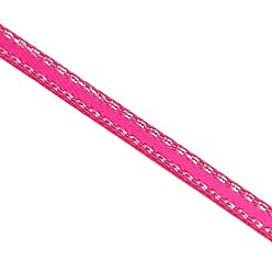 Темно-Розовый Репсовые ленты с двойными ребрами из серебряной нити, лучшие украшения для свадьбы, темно-розовыми, 1/4 дюйм (6 мм), около 100 ярдов / рулон (91.44 м / рулон)
