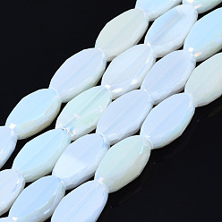 Gainsboro Electroplate Glass Beads Strands, AB Color Plated, Faceted, Rice, Gainsboro, 10x6x3.5mm, Hole: 1.4mm, about 50pcs/strand, 19.69~20.94 inch(50~53.2cm)