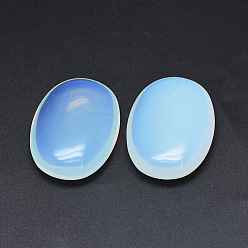 Opalite Opalite Oval Palm Stone, Reiki Healing Pocket Stone for Anxiety Stress Relief Therapy, 44~45x33~34x9~12mm