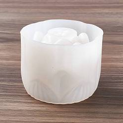 Blanc Bougie parfumée bricolage faisant des moules en silicone, 3 d lotus, blanc, 5.1x6.6 cm, Diamètre intérieur: 5.6 cm