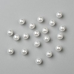 White No Hole ABS Plastic Imitation Pearl Round Beads, Dyed, White, 7mm,  about 2000pcs/bag