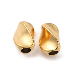 Chapado en Oro Real 18K 304 bolas de acero inoxidable, frijol torcido, real 18 k chapado en oro, 7x4.5x5 mm, agujero: 2 mm