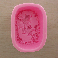 Pink Food Grade Silicone Molds, Fondant Molds, For DIY Cake Decoration, Chocolate, Candy, UV Resin & Epoxy Resin Jewelry Making, Girl, Pink, 87x68x34mm