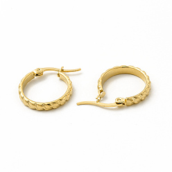 Golden 201 Stainless Steel Grooved Hoop Earrings with 304 Stainless Steel Pins for Women, Golden, 19x23x3mm, Pin: 0.6x1mm