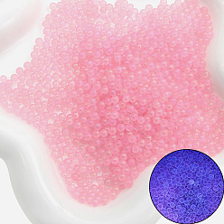Pink Luminous Transparent Glass Beads, No Hole Beads, Round, Pink, 2~2.5mm