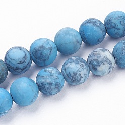 Map Stone Dyed Natural Map Stone/Picasso Stone/Picasso Jasper Beads Strands, Frosted, Round, 8~8.5mm, Hole: 1mm, about 46pcs/strand, 14.9 inch~15.3 inch(38~39cm)