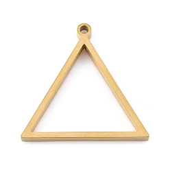 Real 24K Gold Plated Ion Plating(IP) 304 Stainless Steel Open Back Bezel Pendants, For DIY UV Resin, Epoxy Resin, Pressed Flower Jewelry, Triangle, Real 24K Gold Plated, 29x30x3mm, Hole: 2mm