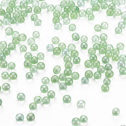 Light Green DIY 3D Nail Art Decoration Mini Glass Beads, Tiny Caviar Nail Beads, AB Color Plated, Round, Light Green, 3.5mm, about 450g/bag