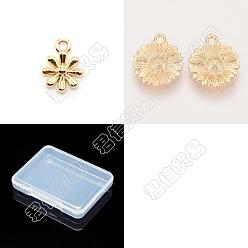 Real 14K Gold Plated ARRICRAFT 16Pcs 2 Style Brass Charms, Flower, Real 14K & 18K Gold Plated, 11~14.5x8.5~12x2~4mm, Hole: 1.2~1.5mm, 8pcs/style