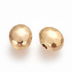 Oro Revestimiento iónico (ip) 304 perlas de acero inoxidable, oval, pulido manual, dorado, 8.5x7x4.5 mm, agujero: 1.6 mm