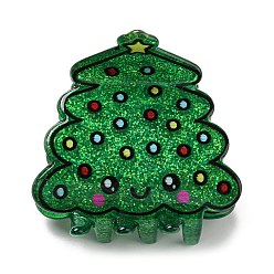 Arbre de Noël Pinces à cheveux en acrylique à paillettes sur le thème de Noël, avec les accessoires en fer, accessoire de cheveux pour les filles, arbre de Noël, 44x46x42mm
