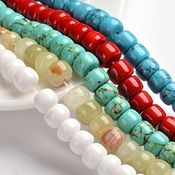 Mixed Color Natural Gemstone Column Bead Strands, Mixed Color, 8x6mm, Hole: 1mm, about 70pcs/strand, 15.75 inch