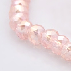 Lavender Blush AB Color Plated Faceted Rondelle Electroplate Glass Beads Strands, Lavender Blush, 6x4mm, Hole: 1mm, about 85pcs/strand, 16 inch