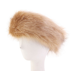 BurlyWood Faux Fur Fiber Yarn Warmer Headbands, Soft Stretch Thick Cable Knit Head Wrap for Women, BurlyWood, 320x120mm