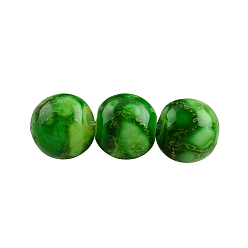 Vert Cuisson peints rangées de perles de verre ronde, verte, 8mm, Trou: 1.3~1.6mm, Environ 100 pcs/chapelet, 31.4 pouce
