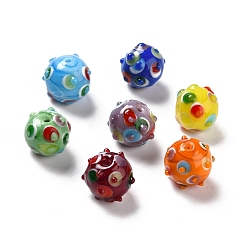 Mixed Color Handmade Lampwork Beads, Round, Mixed Color, 11x13x12.5mm, Hole: 1.6mm