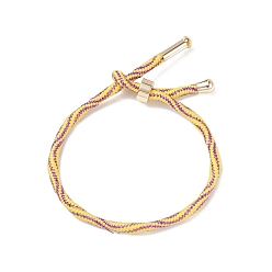 Yellow Couple Wave Pattern Nylon Round Cord Silder Bracelet with Brass Clasp for Women, Cadmium Free & Lead Free, Yellow, Inner Diameter: 2-1/2inch(6.25~6.3cm) 