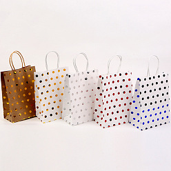 Color mezclado Bolsas de papel rectangulares con patrón de lunares, con asas, para bolsas de regalo, color mezclado, 8x15x21 cm
