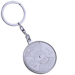 Silver Zine Alloy Decompress Keychain, Flat Round, Silver, 9.3x3.6cm