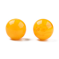 Orange Perles en résine, pierre d'imitation, ronde, orange, 12x11.5mm, Trou: 1.5~3mm