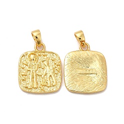 Real 18K Gold Plated Rack Plating Brass Pendants, Square Charms, Lead Free & Cadmium Free, Real 18K Gold Plated, 24x19.5x2mm, Hole: 5x4mm