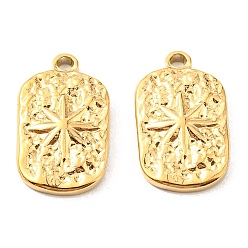 Golden Vacuum Plating 304 Stainless Steel Pendants, Rectangle with Star Charms, Golden, 18x10x2mm, Hole: 1.2mm